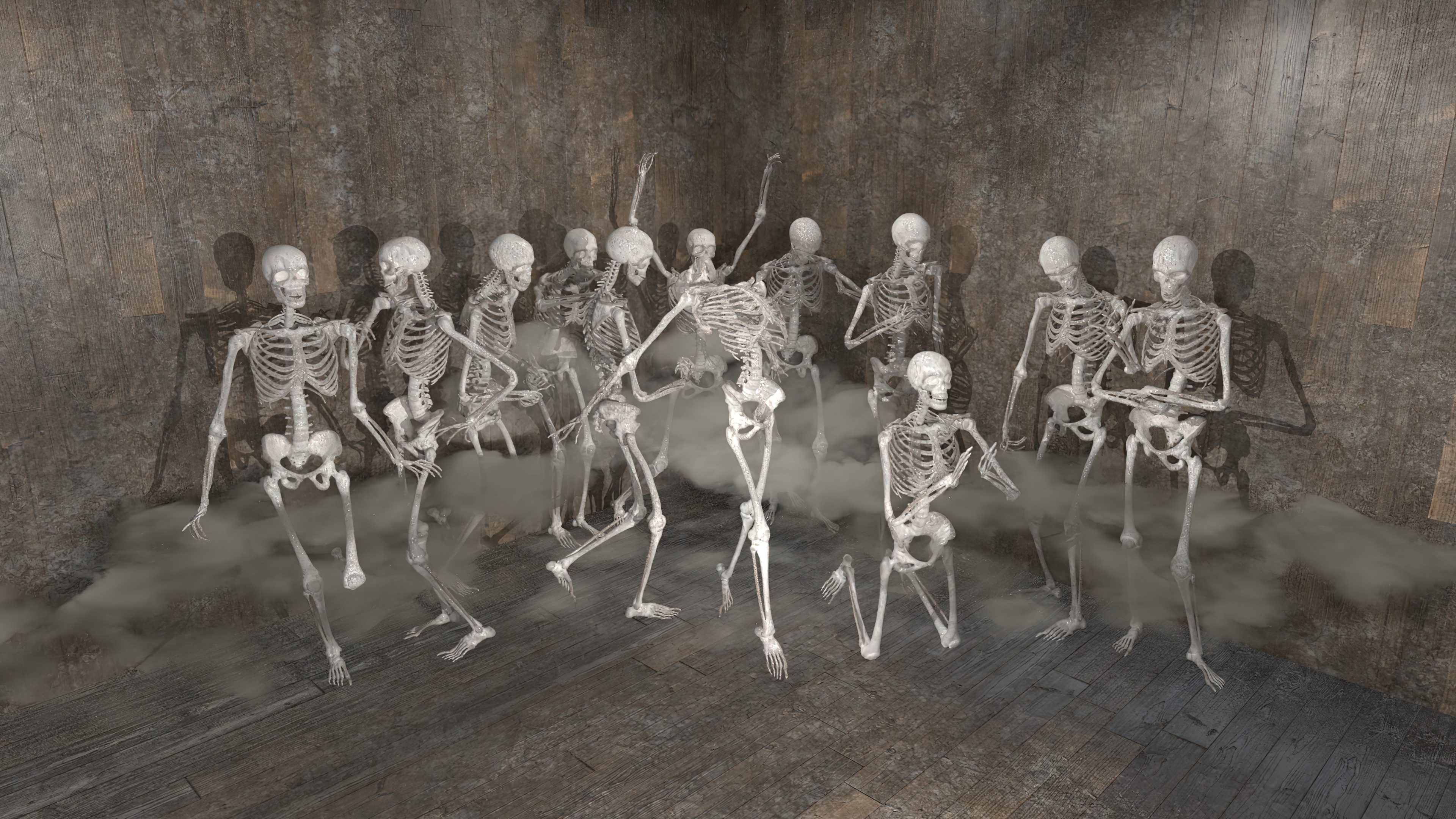 Attic with skeletons