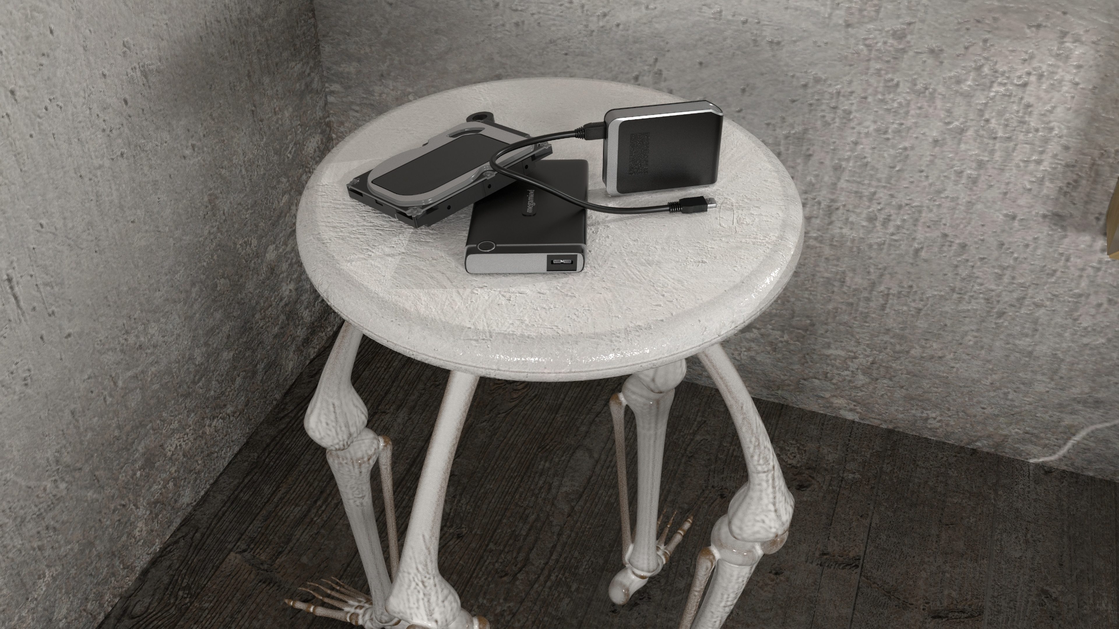 Skeleton chair with a hard disk